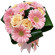 букет из кремовых роз и розовых гербер. Индонезия