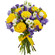 букет желтых роз и синих ирисов. Индонезия